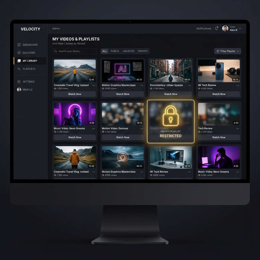 Screenshot: A locked playlist with blurred content