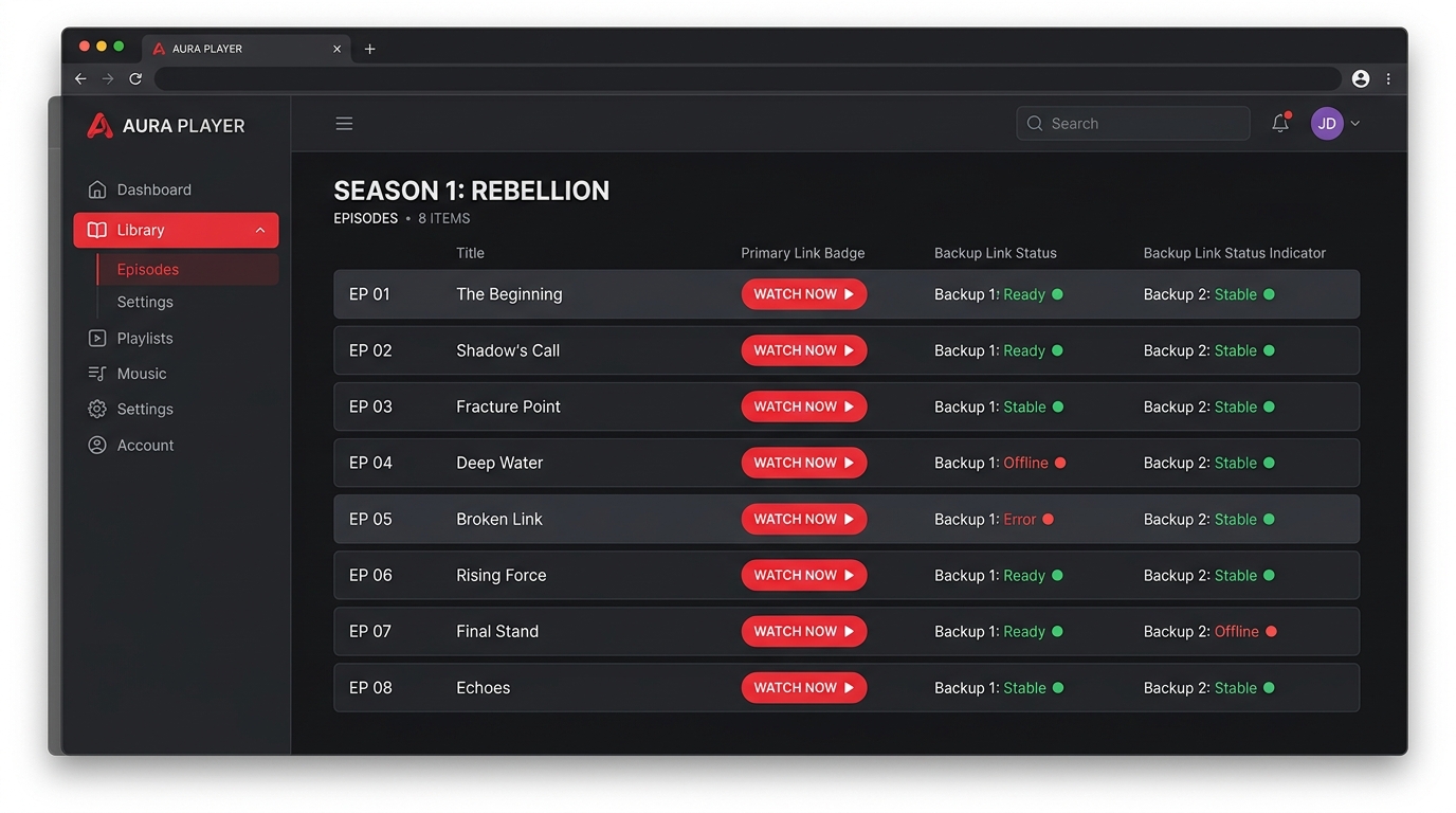 Setting Backup Stream URLs per Episode