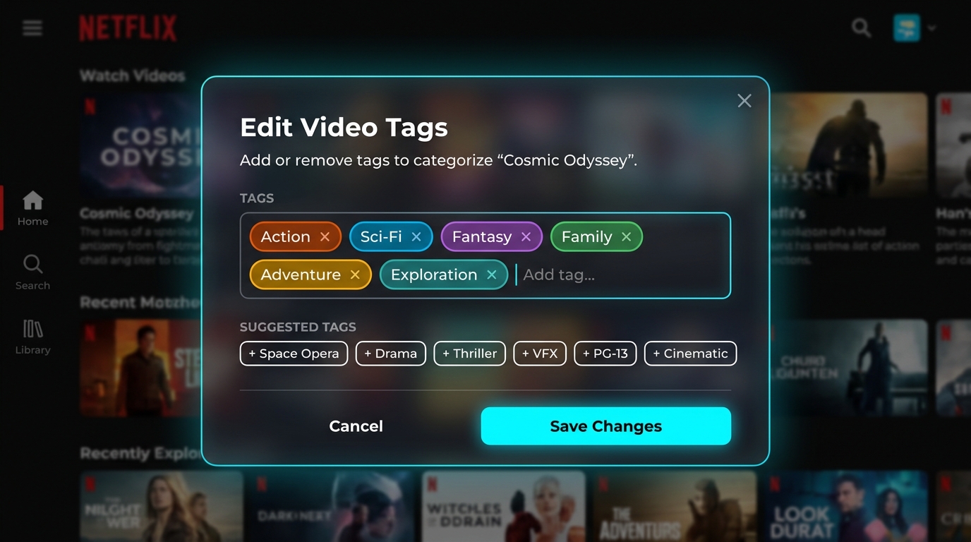 Screenshot: UI for adding video tags